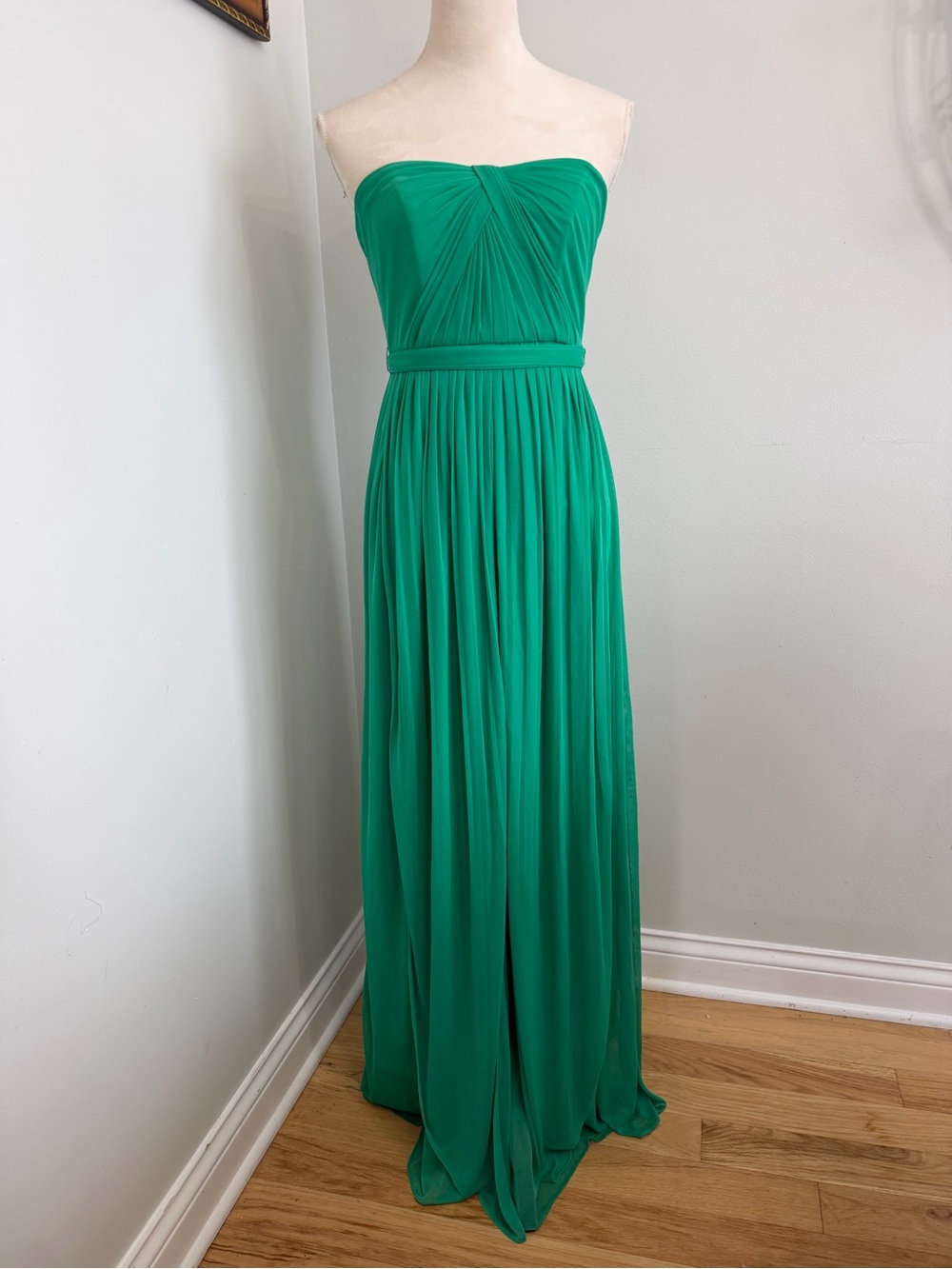 David's Bridal Multiway forest emerald Green Pleated bridesmaids dress